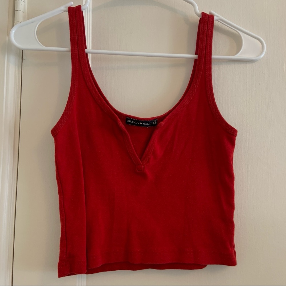 Brandy Melville V-Neck Red Crop Top
